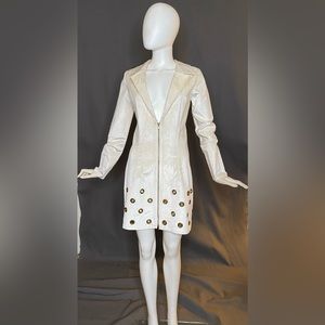 White microsuede sheath dress (w-30, h-36; stretch)